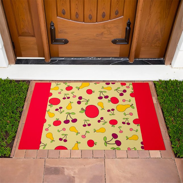 Colorful Fruit Pattern Apples Cherries and Pears  Doormat (Creator Uploaded)