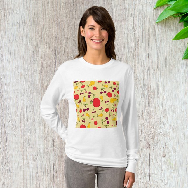 Colorful Fruit Pattern Apples Cherries and Pears  T-Shirt (Creator Uploaded)
