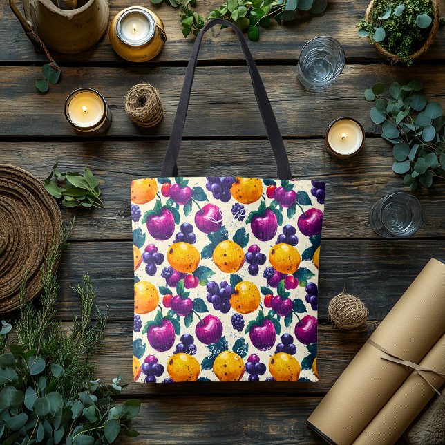 Colorful Fruit Pattern – Artistic Botanical Tote Bag (Creator Uploaded)
