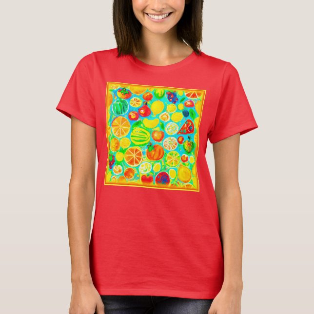 Colorful Fruit Pattern. Buy Now T-Shirt (Front)