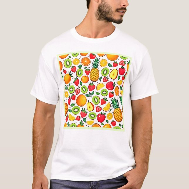 Colorful Fruit Pattern Design T-Shirt (Front)