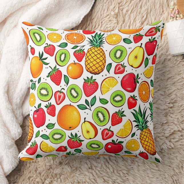 Colorful Fruit Pattern Design Throw Pillow (Blanket)