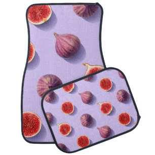 Colorful fruit pattern of fresh figs on purple pas car floor mat