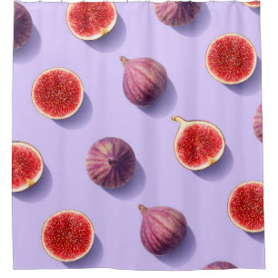 Colorful fruit pattern of fresh figs on purple pas shower curtain