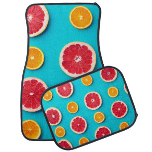 Colorful fruit pattern of fresh orange and grapefr car floor mat