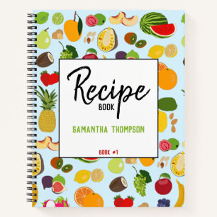 Colorful Fruit Pattern Recipe Blank Cookbook Notebook