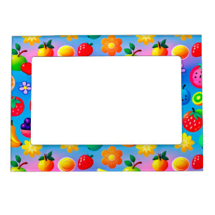 Colorful Fruit Pattern Vibrant Tropical Fruits Magnetic Frame