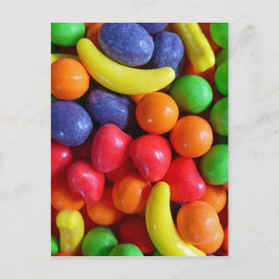 Colorful Fruit Shaped Candy Postcard