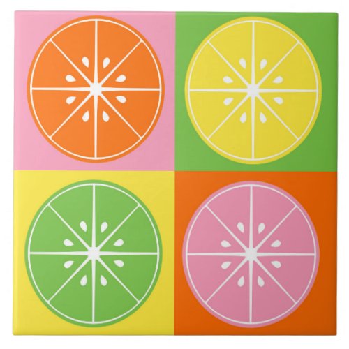 Colorful Fruit Slice Ceramic Tile