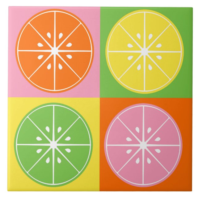 Colorful Fruit Slice Ceramic Tile (Front)