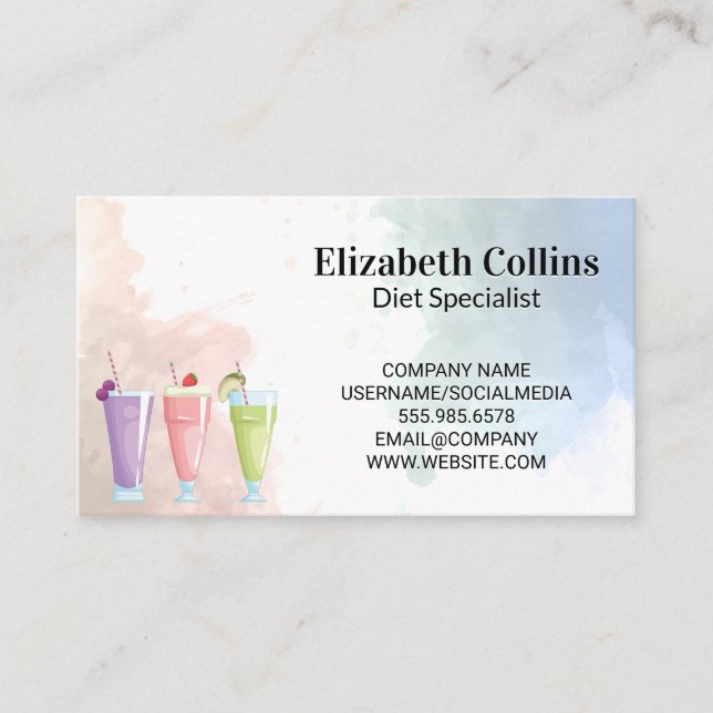 Colorful Fruit Smoothies Business Card (Front)
