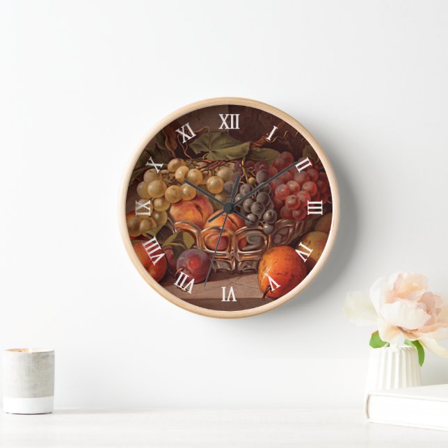 Colorful Fruit Still Life Fine Art Painting Clock (Home)