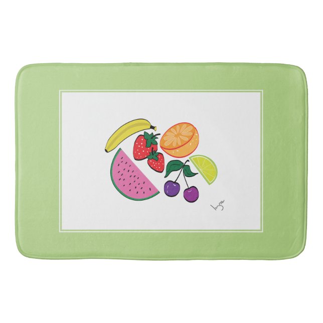 Colorful Fruit Summer Pattern, Cool Bath Mat (Front)