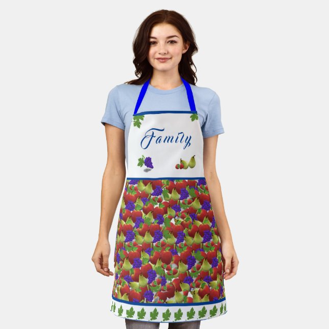 Colorful Fruit-Themed Kitchen Apron (Worn)