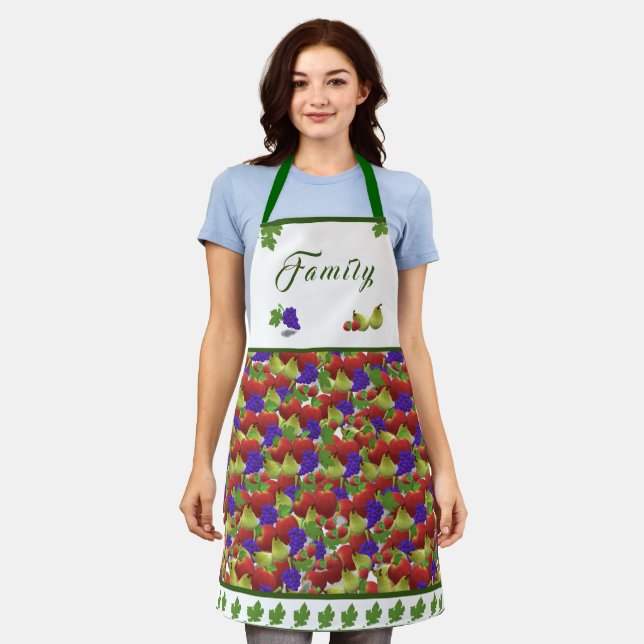 Colorful Fruit-Themed Kitchen Apron (Worn)