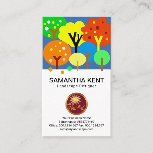 Colorful Fruit Trees Orchard Landscape Business Card