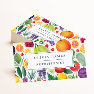 Colorful Fruit Vegetable Food Nutrition Dietitian Business Card