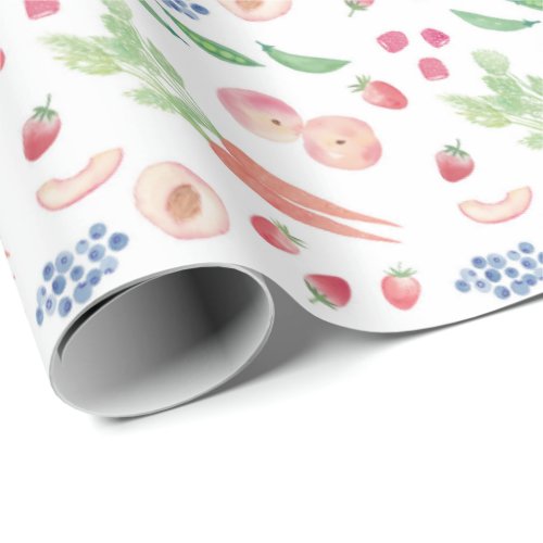 Colorful Fruit  Vegetables Summer Farmers Market Wrapping Paper