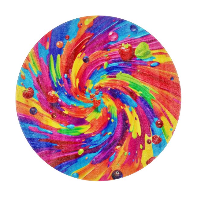 Colorful Fruit Vortex Cutting Board (Front)
