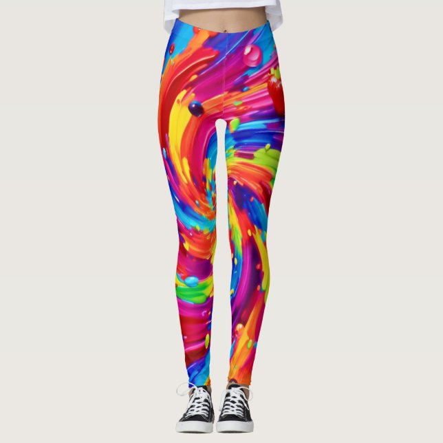 Colorful Fruit Vortex Leggings (Front)