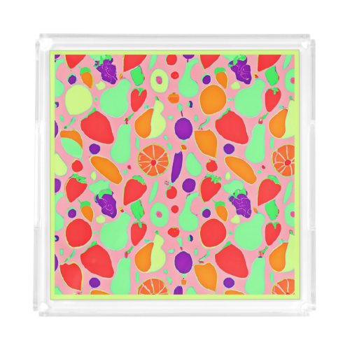 Colorful Fruitful Spectrum Pattern Acrylic Tray
