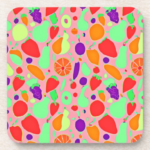 Colorful Fruitful Spectrum Pattern Beverage Coaster