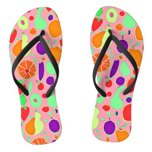 Colorful Fruitful Spectrum Pattern Flip Flops