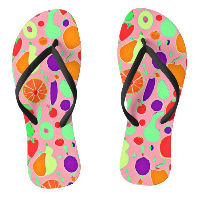 Colorful Fruitful Spectrum Pattern Flip Flops (Footbed)