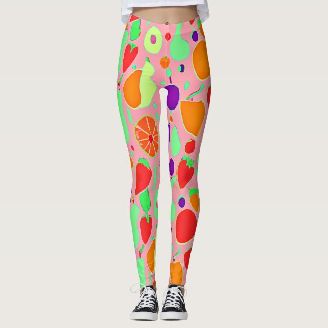 Colorful Fruitful Spectrum Pattern Leggings (Front)