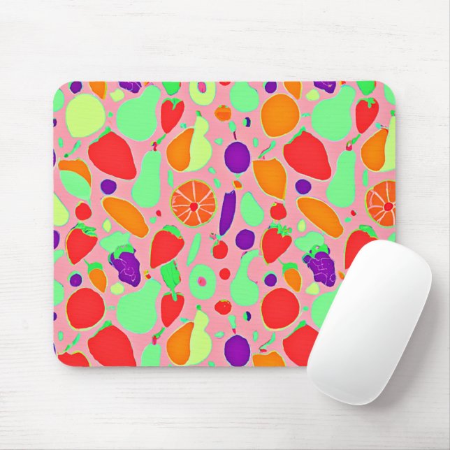 Colorful Fruitful Spectrum Pattern Mouse Pad (With Mouse)