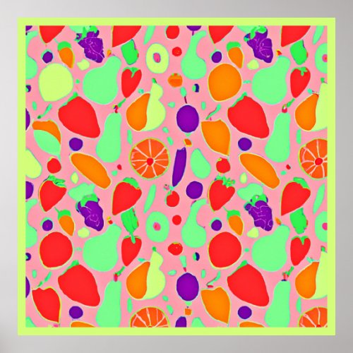 Colorful Fruitful Spectrum Pattern Poster