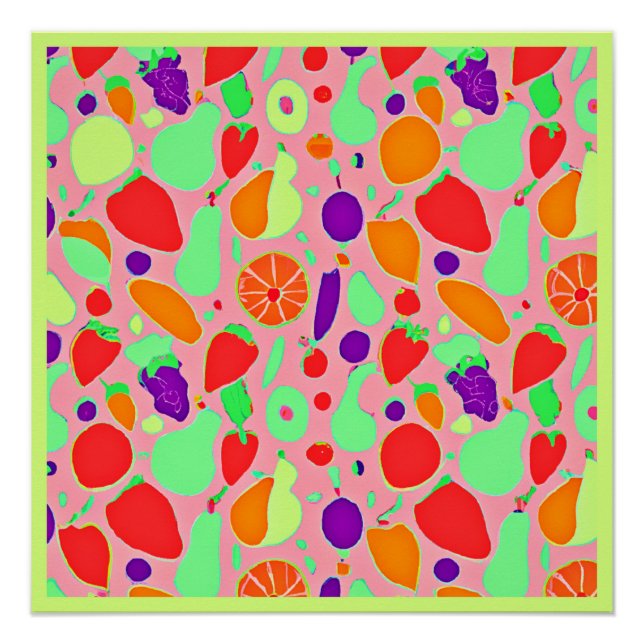 Colorful Fruitful Spectrum Pattern Poster (Front)