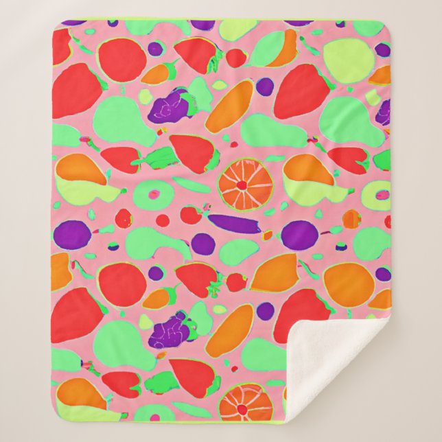 Colorful Fruitful Spectrum Pattern Sherpa Blanket (Front)