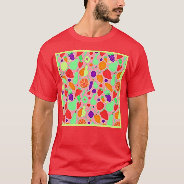 Colorful Fruitful Spectrum Pattern T-Shirt (Front)