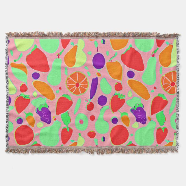 Colorful Fruitful Spectrum Pattern Throw Blanket (Front)