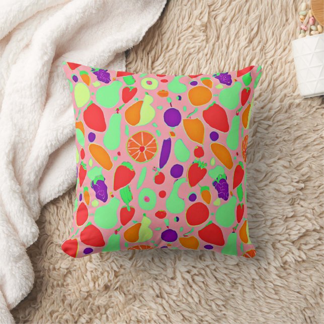 Colorful Fruitful Spectrum Pattern Throw Pillow (Blanket)