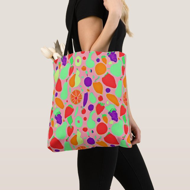 Colorful Fruitful Spectrum Pattern Tote Bag (Close Up)