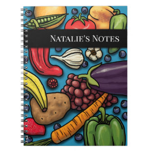 Colorful Fruits and Vegetables, Add Your Name Notebook