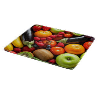Colorful Fruits and Vegetables Cutting Board