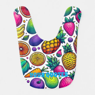 Colorful Fruits and Vegetables Pattern  Baby Bib