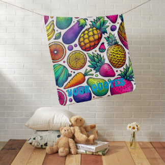 Colorful Fruits and Vegetables Pattern  Baby Blanket