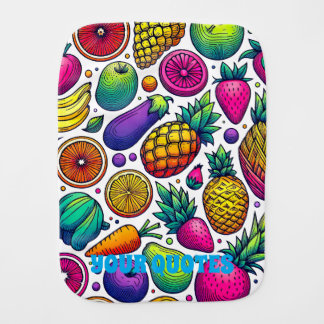 Colorful Fruits and Vegetables Pattern  Baby Burp Cloth