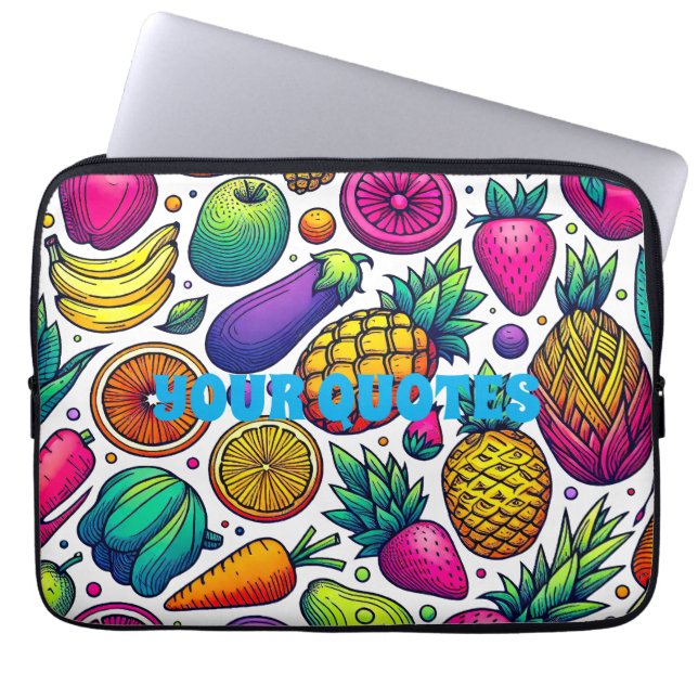 Colorful Fruits and Vegetables Pattern  Laptop Sleeve (Front)