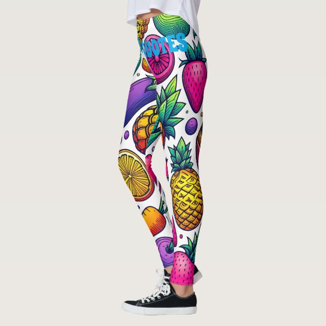 Colorful Fruits and Vegetables Pattern  Leggings (Left)
