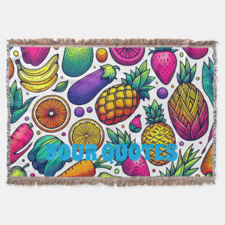 Colorful Fruits and Vegetables Pattern  Throw Blanket