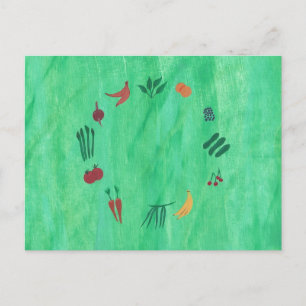 Colorful Fruits and Vegetables Postcards