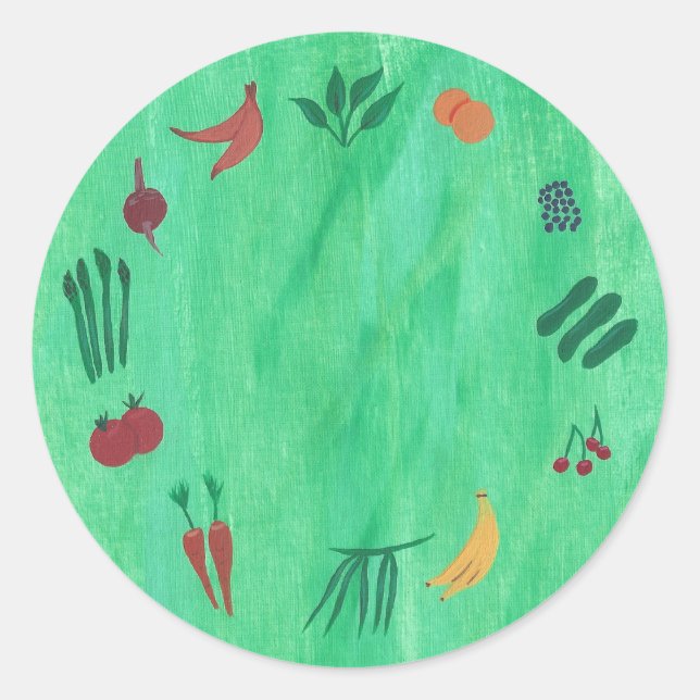 Colorful Fruits and Vegetables Stickers (Front)