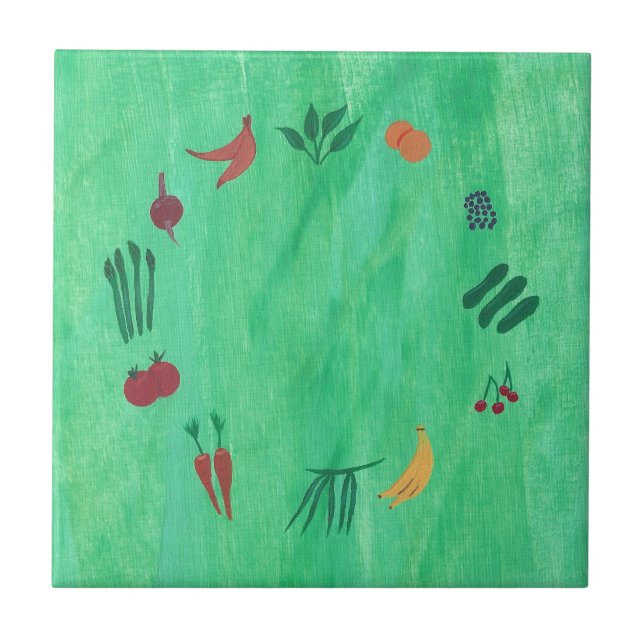 Colorful Fruits and Vegetables Trivets (Front)