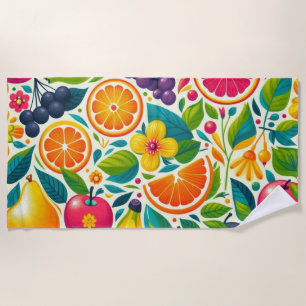 Colorful fruits  beach towel