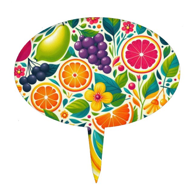 Colorful fruits  cake topper (Front)